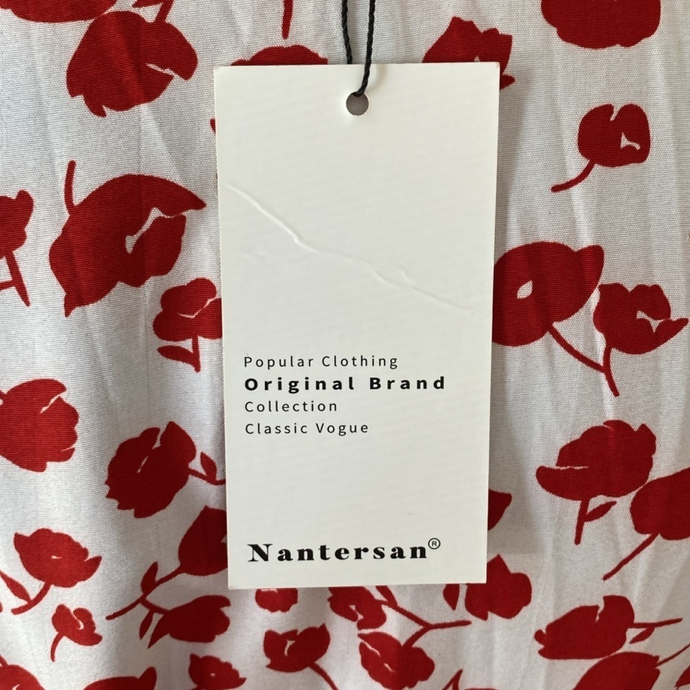 Floral Wrap Dress in Red and White Large NWT - Picture 12 of 14